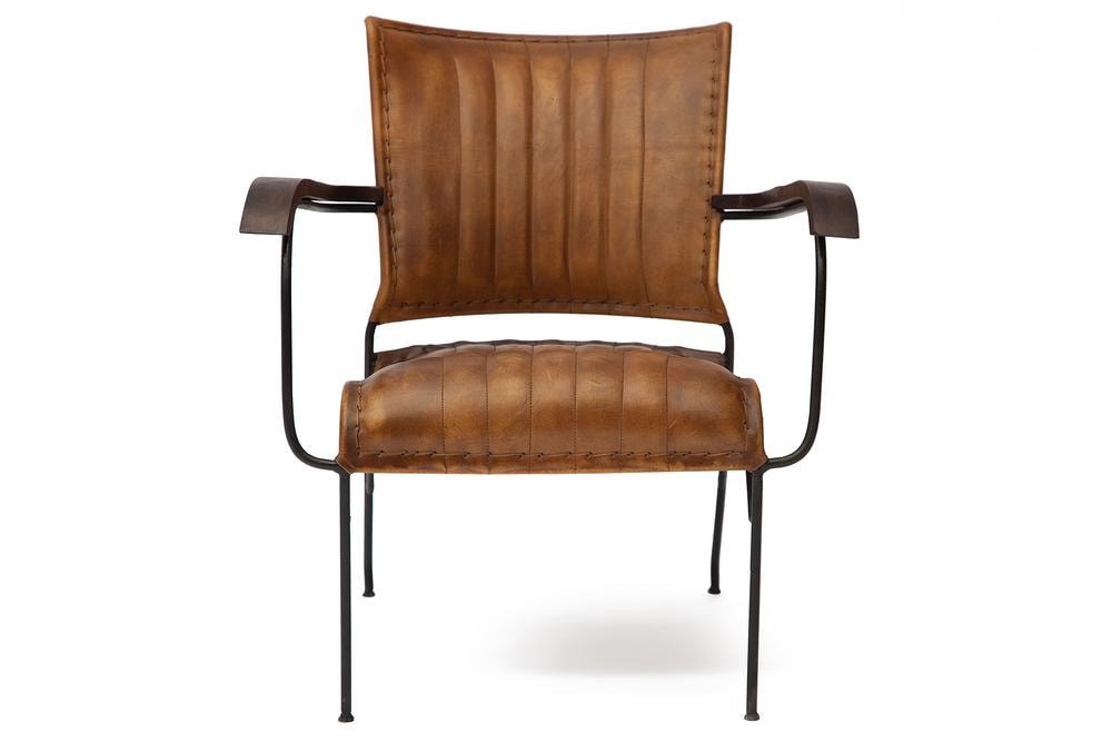 Кресло Secret De Maison PAGANEL ( mod. 2106 ) металл/кожа буйвола, 65х62х75см, Античный светлый