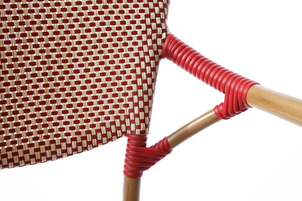 Кресло Ameli (mod. AD642010 TXT) каркас: алюминий,  материал: полуротанг, 56х56х89см, D58x1.5мм , коричневый //красно/белый