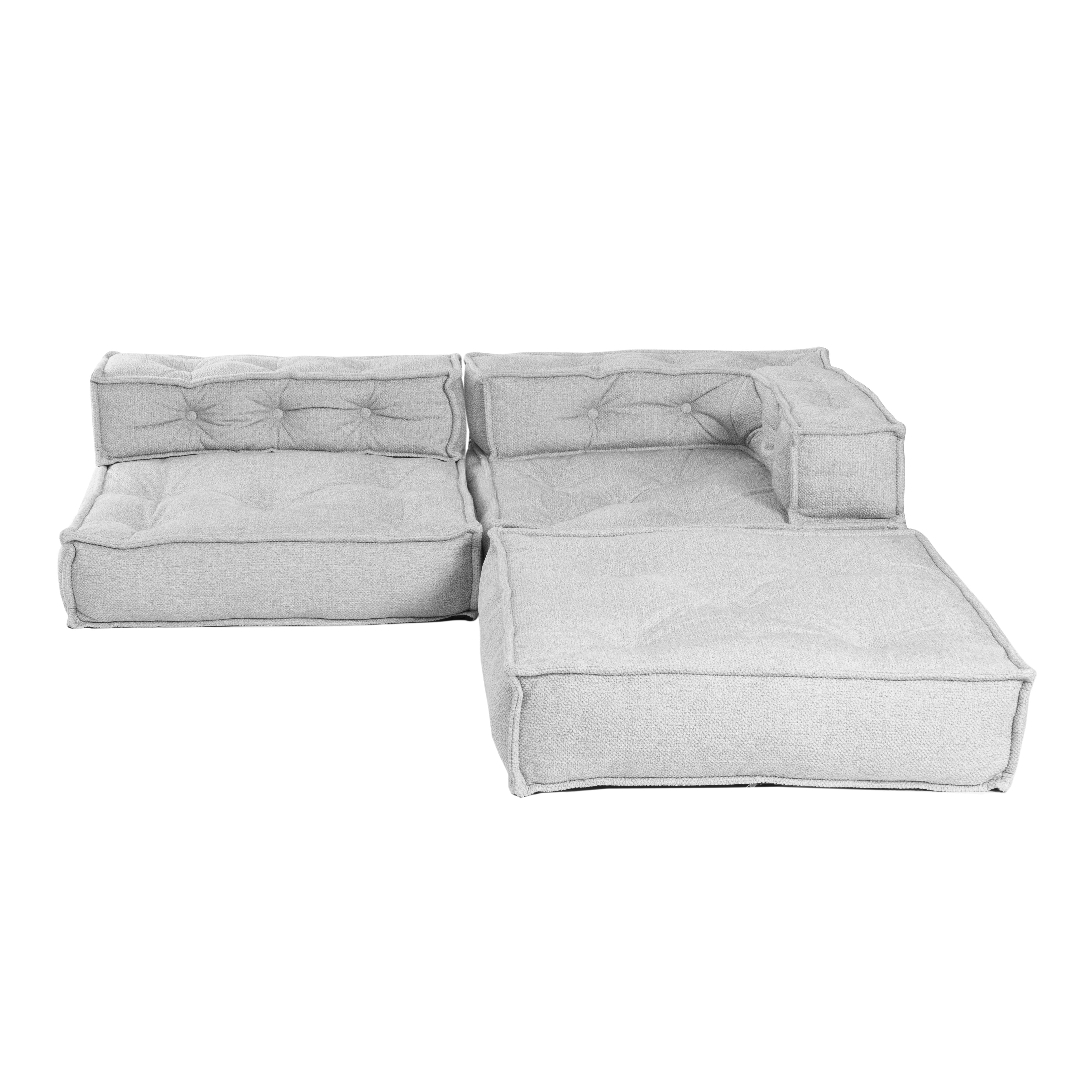 Модуль мягкий прямой Miracle велюр/букле, VT shape silver, 82x81x24 см