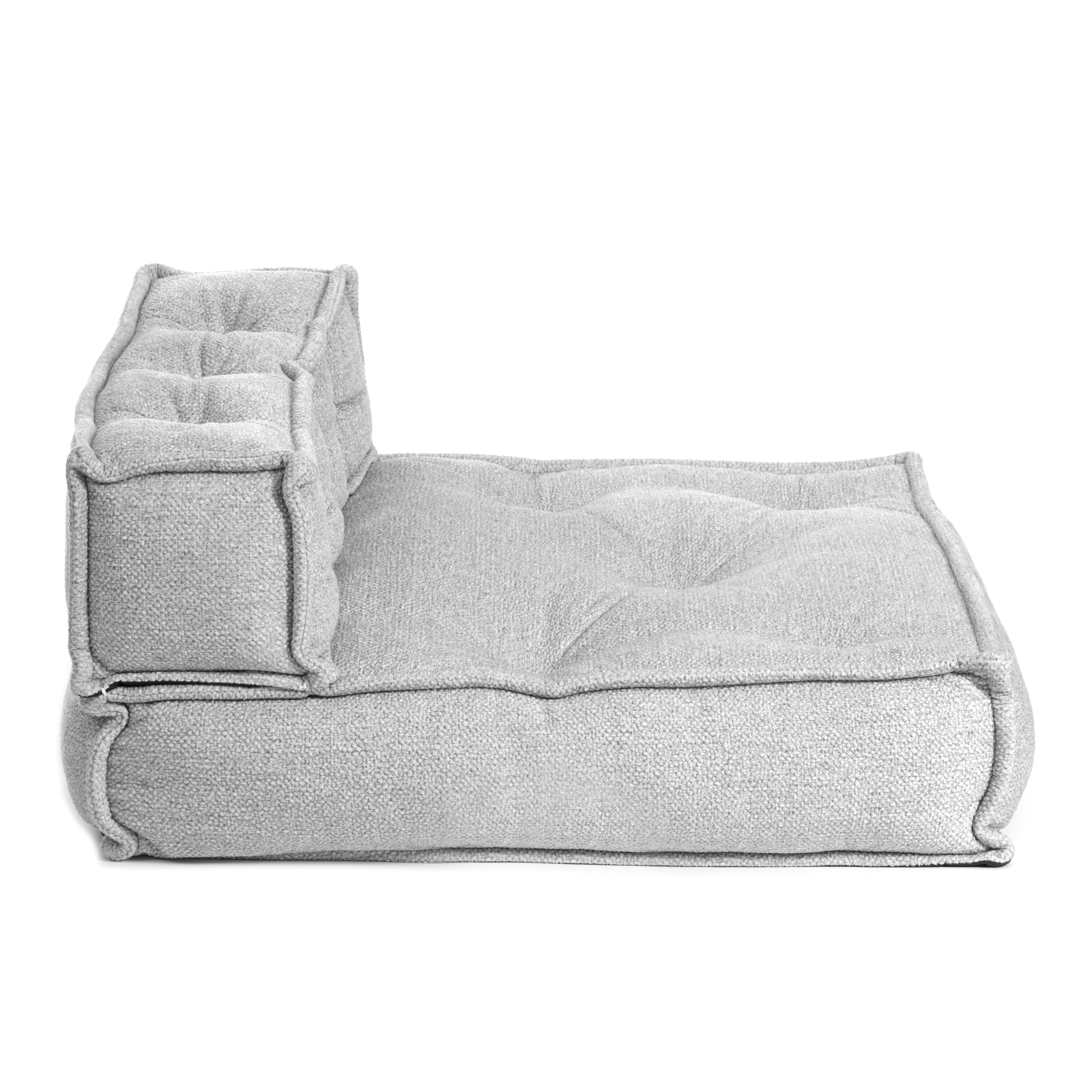 Модуль мягкий прямой Miracle велюр/букле, VT shape silver, 82x81x24 см