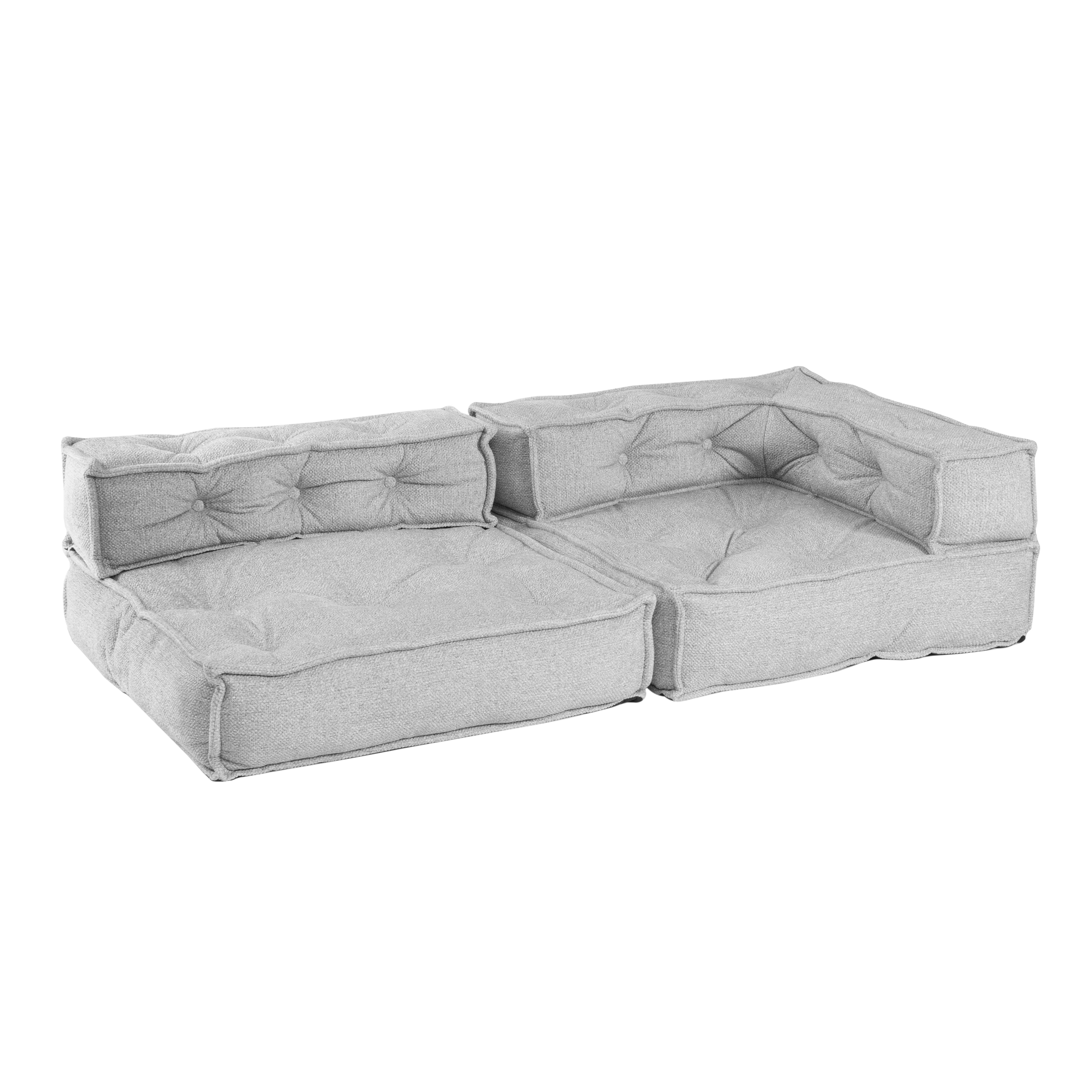 Модуль мягкий прямой Miracle велюр/букле, VT shape silver, 82x81x24 см