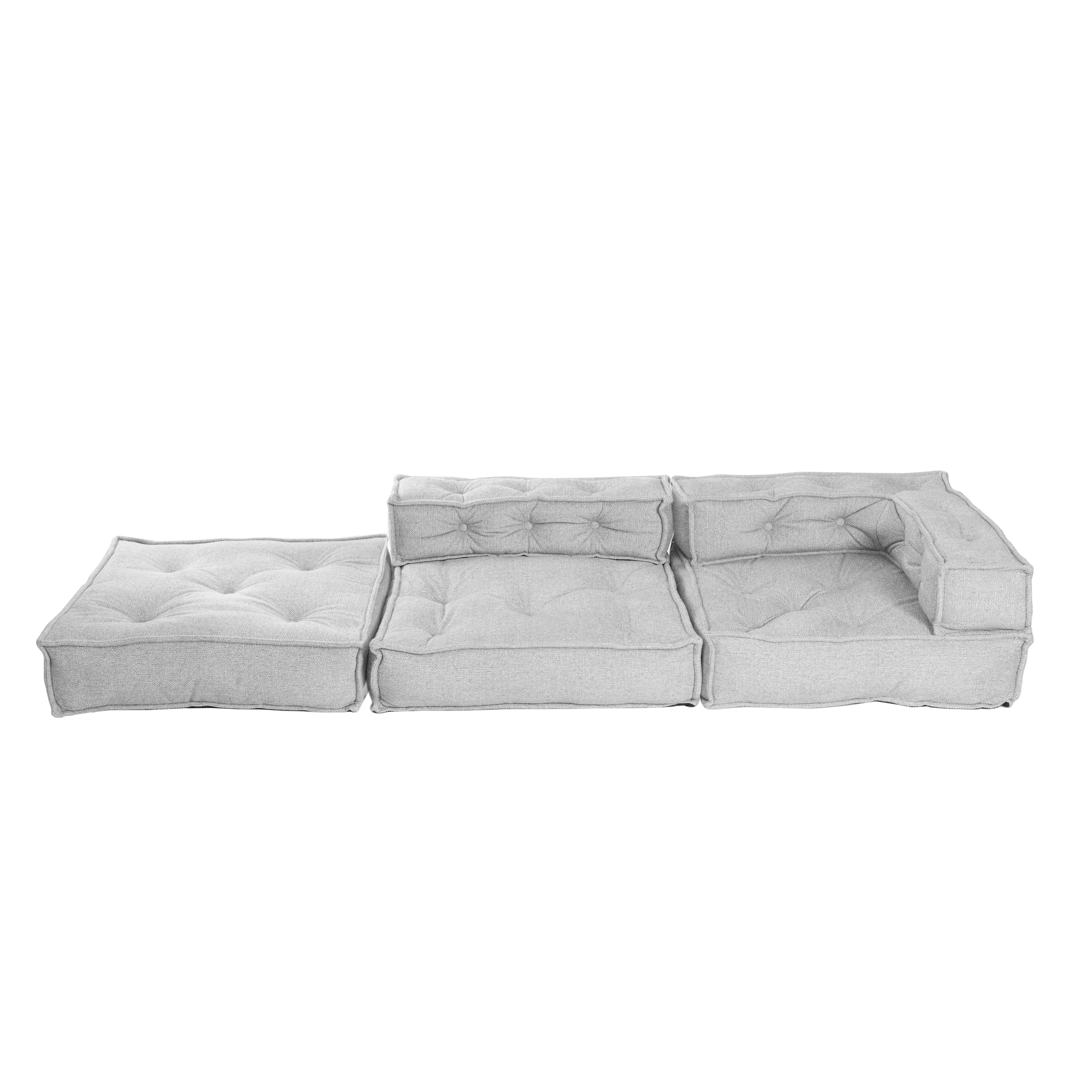 Модуль мягкий прямой Miracle велюр/букле, VT shape silver, 82x81x24 см