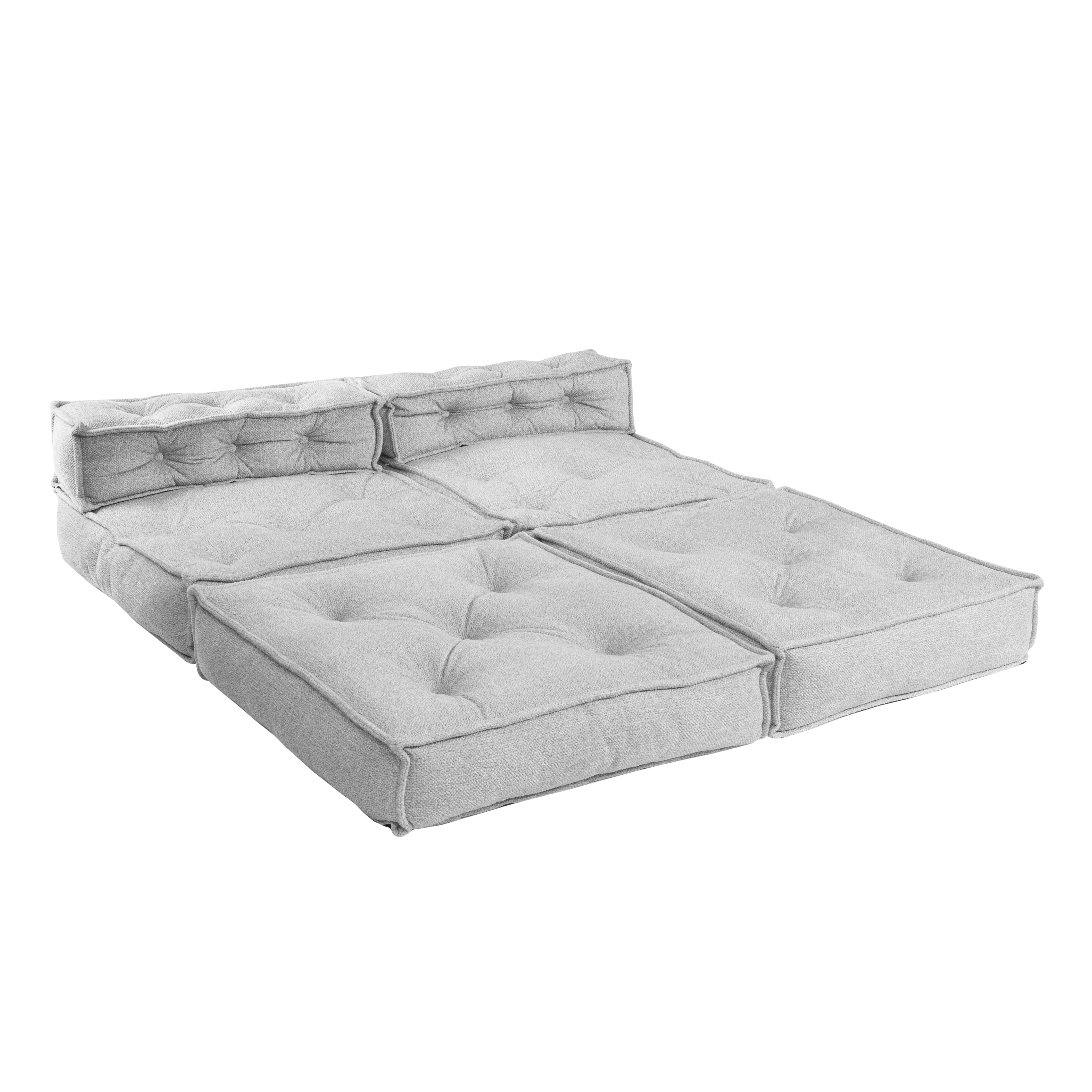Модуль мягкий прямой Miracle велюр/букле, VT shape silver, 82x81x24 см