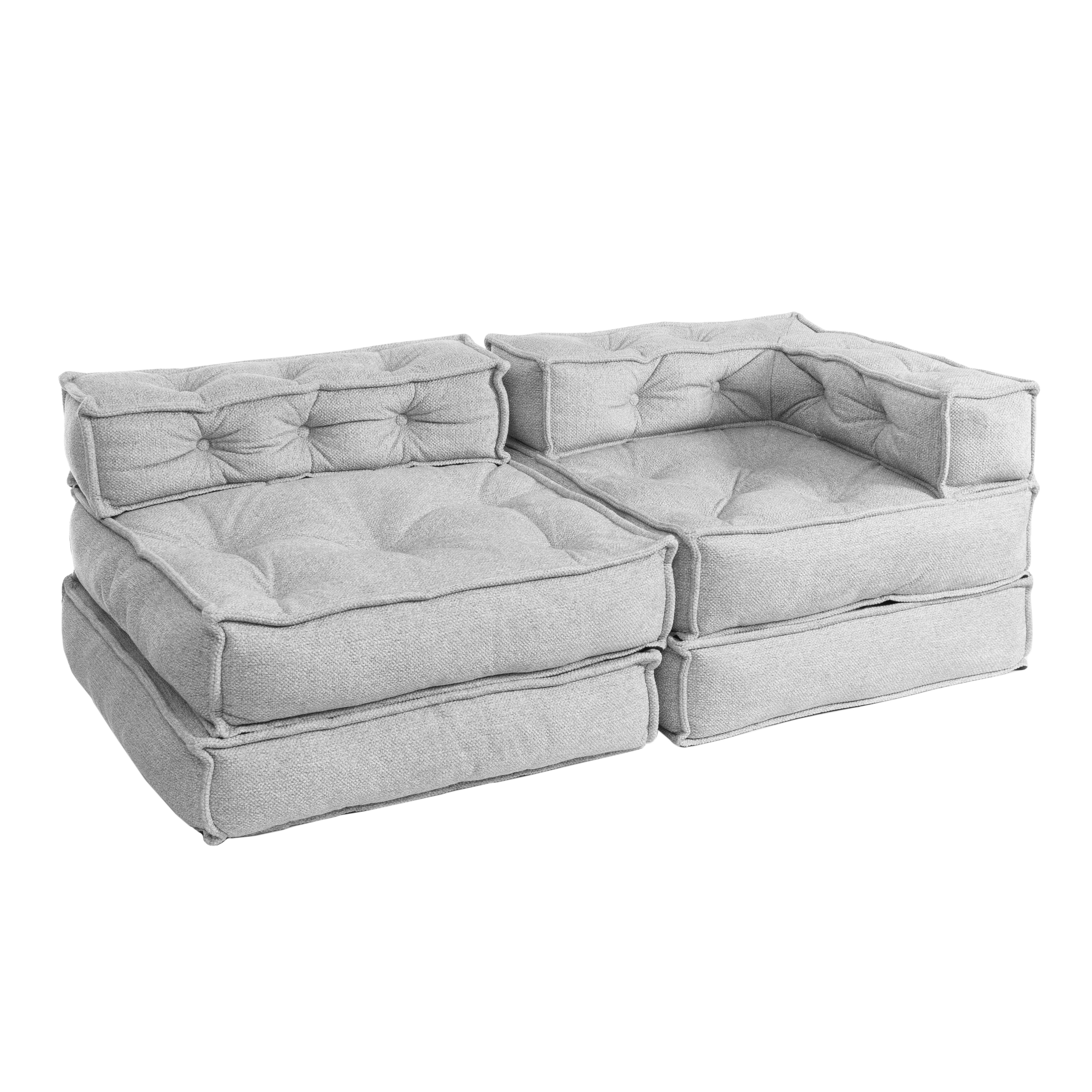 Модуль мягкий прямой Miracle велюр/букле, VT shape silver, 82x81x24 см