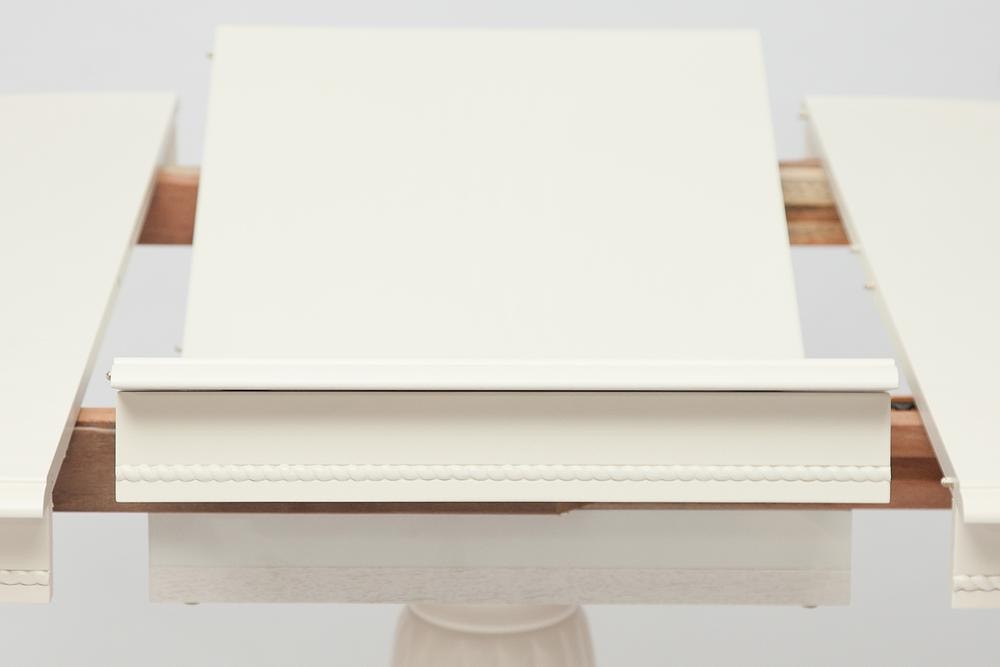 Стол обеденный LEONARDO (Леонардо) дерево гевея/мдф, Dia 107 + 46 x 76 cm, pure white (402)