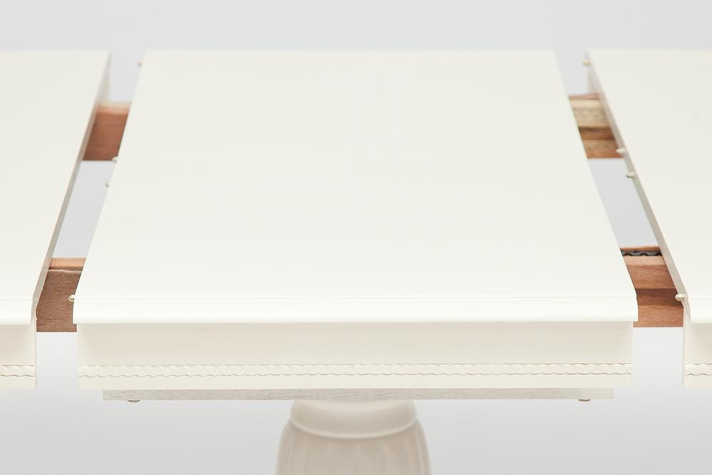 Стол обеденный LEONARDO (Леонардо) дерево гевея/мдф, Dia 107 + 46 x 76 cm, pure white (402)