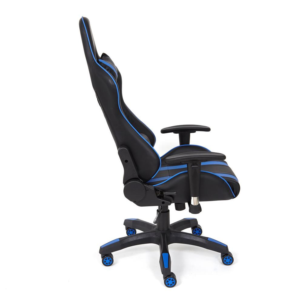 Кресло iCar кож/зам, черный/синий
