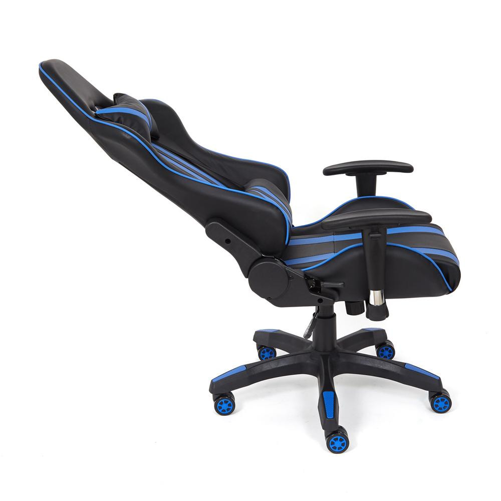 Кресло iCar кож/зам, черный/синий