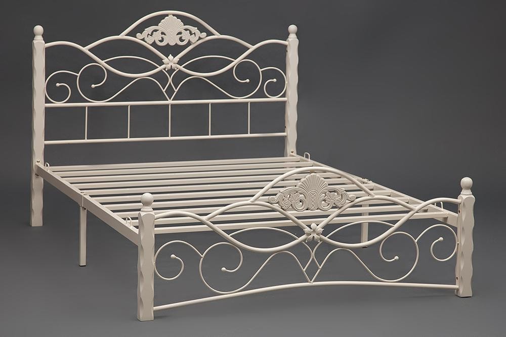 Кровать CANZONA дерево гевея/металл, 120*200 см (middle bed), Белый (butter white)