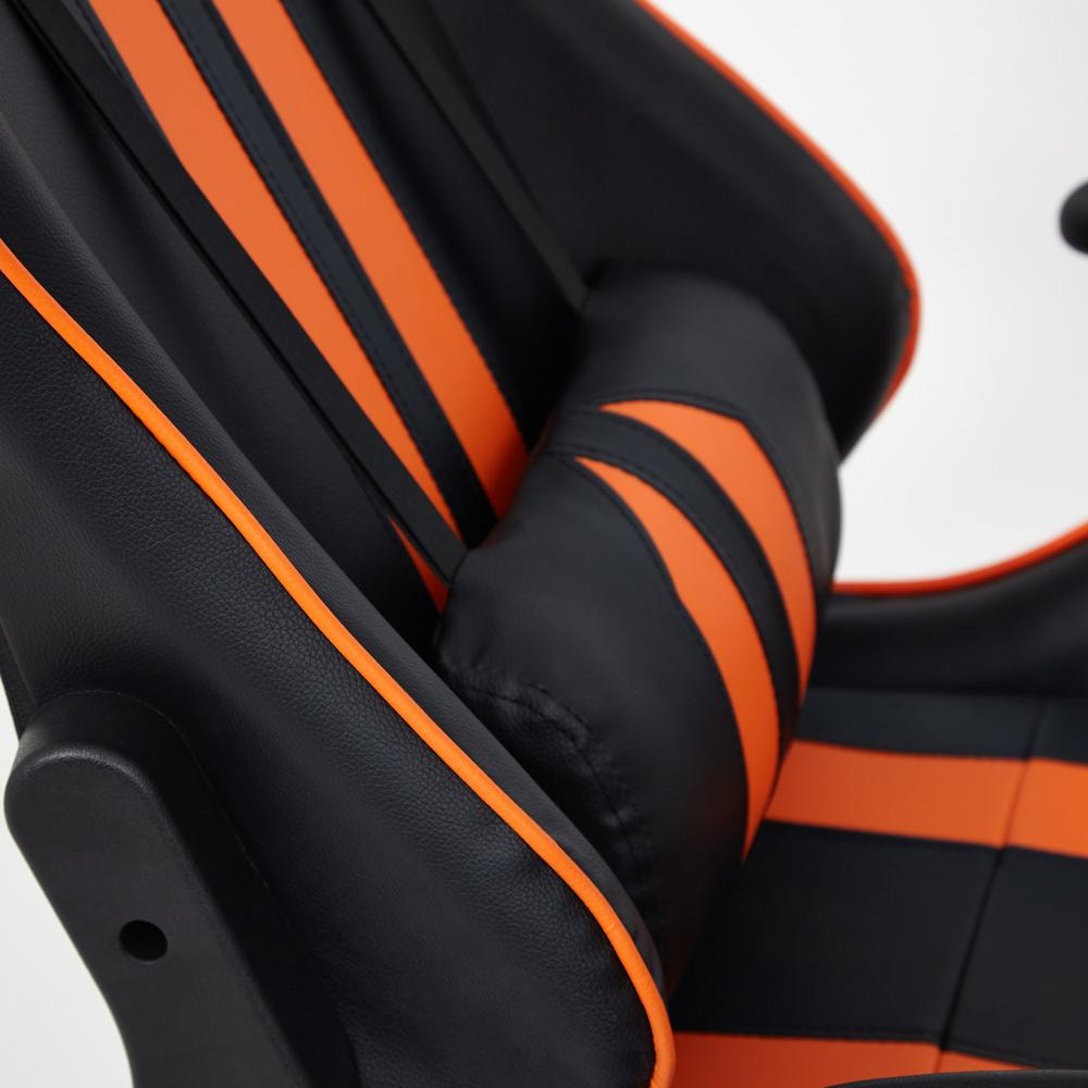 Кресло iCar кож/зам, черный/оранжевый