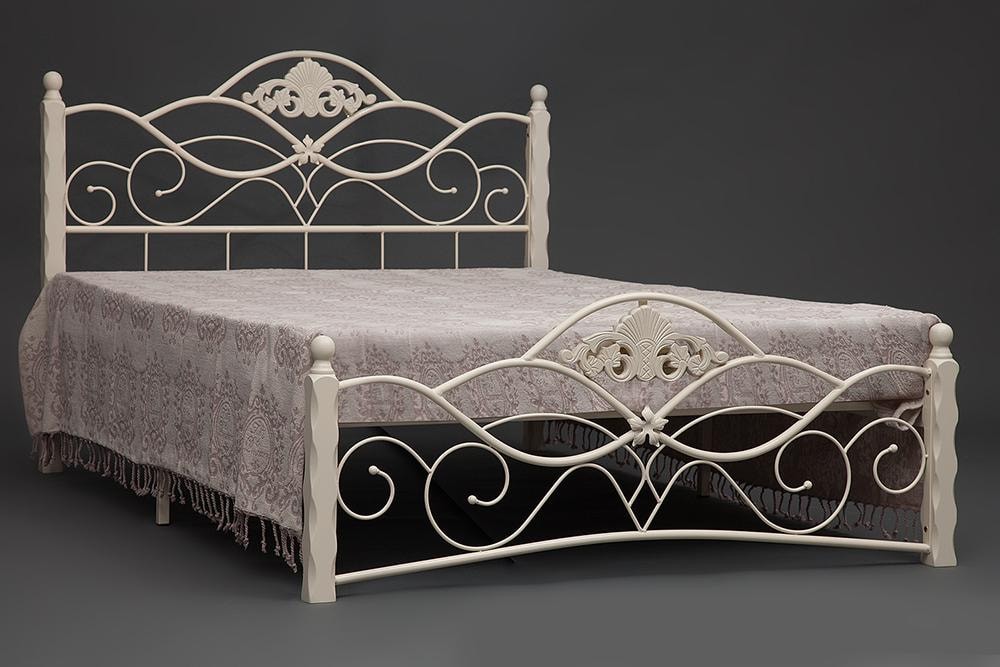 Кровать CANZONA дерево гевея/металл, 180*200 см (King bed), Белый (butter white)