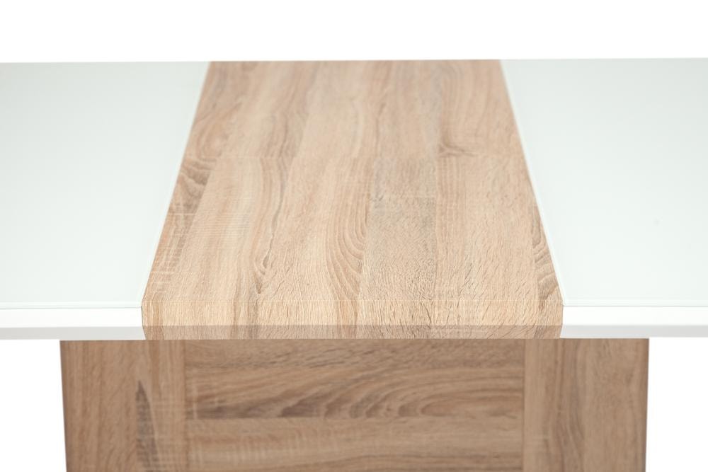Стол FOSTER ( mod. 8070 ) high glossy, закаленное стекло, 160/200x90х75см, дерево/белый