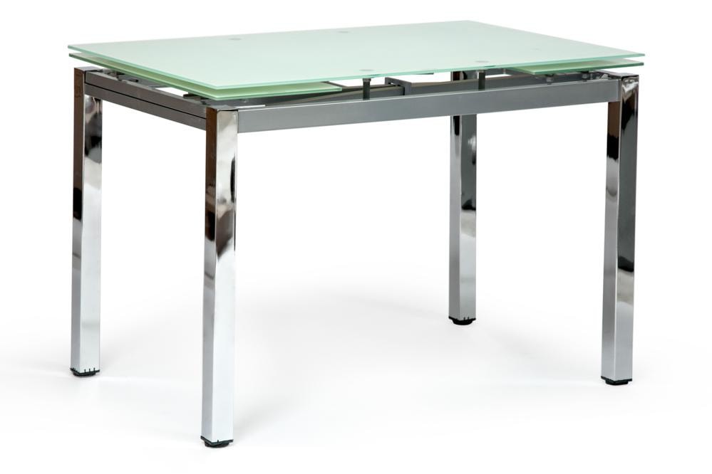 Стол CAMPANA ( mod. 346 ) металл/стекло (8мм), 110/170 х 70 х 76 см, хром/белый