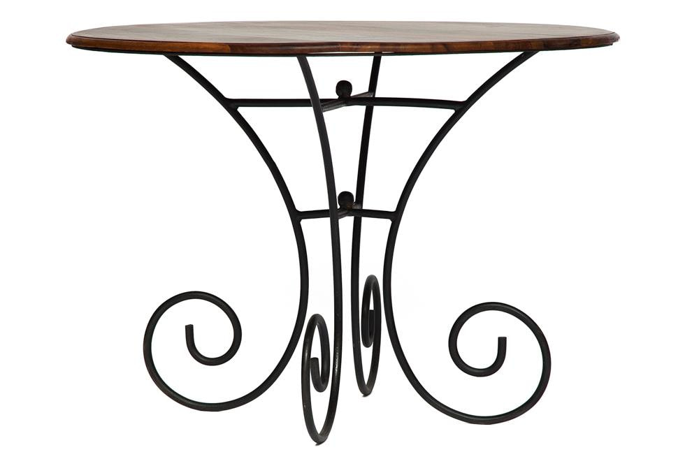 Обеденный стол Secret De Maison Luberon (mod 8) дерево палисандр/металл, 74хD101см, светло-коричневый/темно-коричневый с патиной
